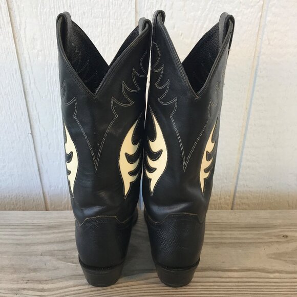 Diamond J Lizard Print Womens Black Leather Cowboy Western Boots 7 B 7034L - Picture 14 of 14